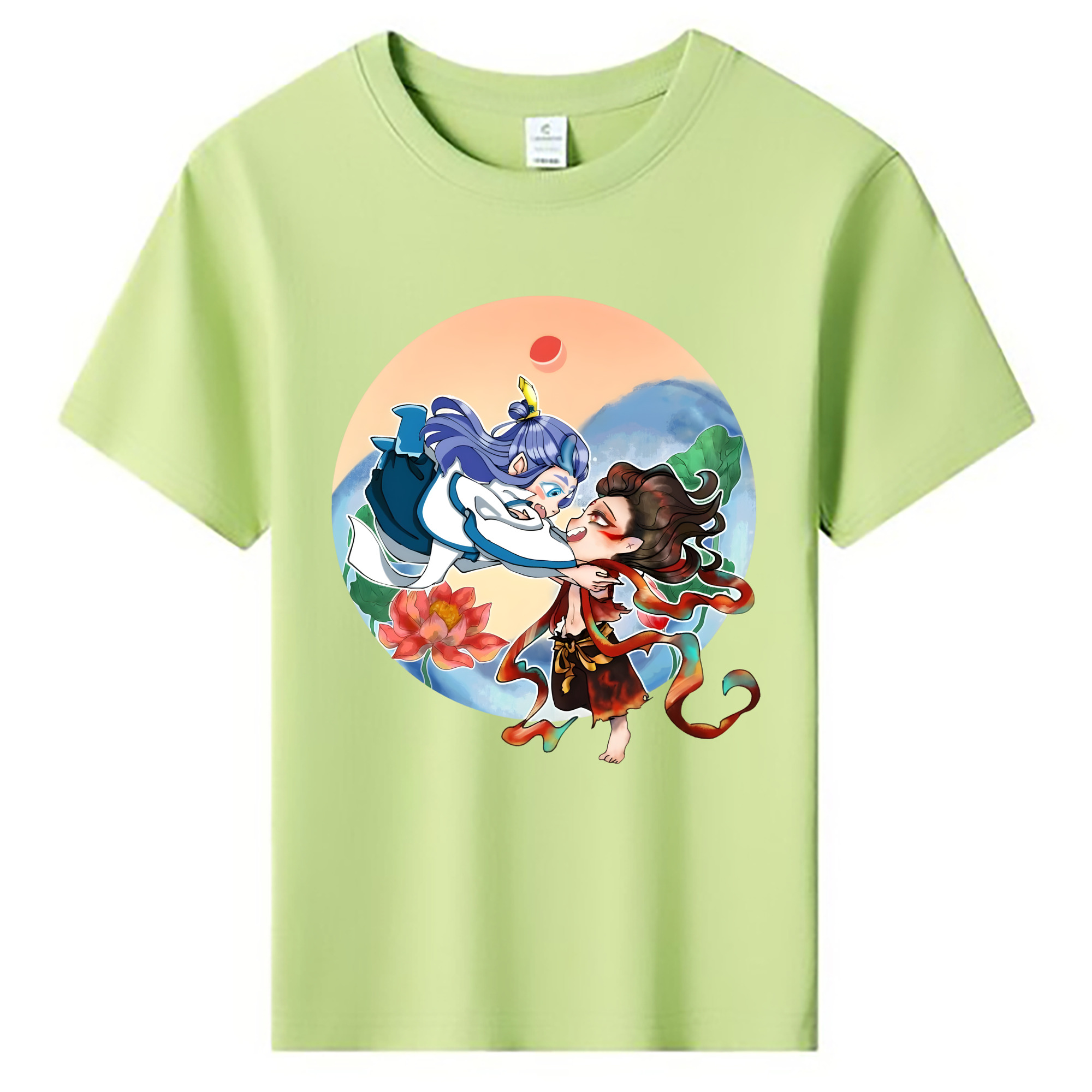 （画像用） Ne Zha 2 ナタ 魔童の大暴れ 綿100％キッズTシャツ（フロントプリント）